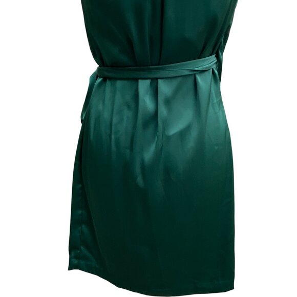 Gap Satin Wrap Sleeveless Cocktail Dress Sz XSP Emerald Green Mini Holiday Party - Picture 7 of 12